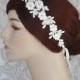 Lace Headband, Bridal Headband, Boho, Ribbon Tie Lace Headpiece, Bridal Hair Accessory, White, Ivory - 112HB