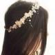 white head wreath. Wedding flower crown, Hair floral crown, Wedding Hairpiece, Rustic Head Wreath, wedding Accessories. Pearl