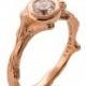 Twig Engagement Ring - 18K Rose Gold and Diamond engagement ring, engagement ring, leaf ring, filigree, antique, art nouveau, vintage, 10
