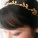 Gold Leaf Wedding Garland Headpiece - Bridal Hair Accessories - Forehead Hair Head Band -  Headband Wedding