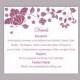 DIY Wedding Details Card Template Editable Word File Instant Download Printable Details Card Eggplant Details Card Floral Enclosure Cards