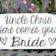 Uncle Here Comes Your Bride Sign, Here Comes the Bride Sign, Ring Bearer Sign, Flower Girl, Wedding Sign with Ribbon, Wood Sign