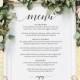 Wedding Menu Sign, Wedding Menu Board, Wedding Menu Poster, Wedding Printable, Wedding Sign, Template, PDF Instant Download 