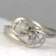 2 Stone Raw Diamond Engagement Ring Set - Two Uncut Rough Diamond Wedding Set - Forever and Always - Diamond Duo Rings - 14K White Gold