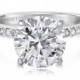 Platinum Round Forever Brilliant Engagement Ring Moissanite 1.90c and Natural Diamonds .23ct Engagement Wedding Anniversary Ring