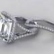 Emerald Cut Engagement Ring 18kt gold 11X13 Russian Diamond Simulate Center Stone D Flawless With Genuine Diamonds Shank Halo (Band Included
