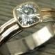 Moissanite Wedding Ring - Forever Brilliant Moissanite, Recycled 14k Yellow Gold, and 18k Palladium White Gold Alternative Engagement Ring