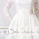 Lace Short/ Off-Shoulder /Custom Made / wedding / reception dress / 3/4 Sleeves/ Bridal Gown