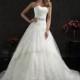 Fabulous Tulle & Satin Strapless A-line Wedding Dress with Handmade Flowers - overpinks.com