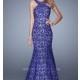 Long Lace High Neck Gown by La Femme - Brand Prom Dresses