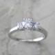 Vintage  Diamond Engagement Ring  Three Stone 14K White Gold Circa 1980 0.55 Ct.