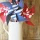 Red White and Blue - set of (6) Large Americana Decor - Paper Pinwheels