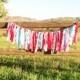 Rag Tie Garland - Red and Aqua Theme Decor - Newborn Photo Prop - Birthday Decor - Wedding Decor - Baby Shower Decor