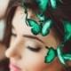Christmas SALE Turquoise Butterflies Crown Tiara Wholesale Butterfly Hair Accessory Decoration Butterflies Coronal Bridal Hair Vines Wedding