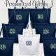 10 Personalized Zippered Tote Bag Bridesmaid Gift Set of 10- Wedding Party Gift- Bridal Party Gift- Initial Tote- Mother of the Bride Gift