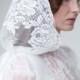 Bridal veil - Mantilla lace trimmed veil with headband - Style 709 - Made to Order