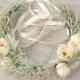Ivory Flower Crown, Spring Wedding Floral Headpiece, Woodland Hair Piece, Bridal Head Wreath, Christmas, Holiday, Sage Green, Gold Berries