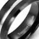 Mens Black Tungsten Carbide - Satin Finish w/Silver Tone Center Comfort Fit Mans Wedding Ring Band 8mm - Size 7 - 15