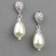 Wedding Earrings Bridal Pearl Earrings Swarovski Crystals Pearl Earrings  Delicate Bridal Bridesmaid Jewelry