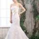 Dramatic Lace & Satin & Organza with Lace Appliques Mermaid Strapless Neckline Raised Waist Bridal Dress - overpinks.com