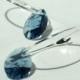 Blue Crystal Hoop Earring, Silver Hoops, Swarovski Crystals Denim Blue, Crystal Earrings, Hoop Earrings, Dark Blue Hoops