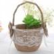 Burlap Flower Girl Basket, Wedding Baskets, Burlap Weddding Baskets, Lace Flower Girl Basket, Rustic Wedding Decor