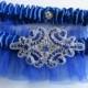 Royal Blue Wedding Garter Set, Something Blue Garter with Crystals Rhinestones, Blue Prom 2017 Garter, Royal Blue Bridal Garter