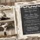 Wood and Lace Wedding Invitation – Chalkboard Wedding Invitation - Printable Rustic Wood Invite with Photo 5x7