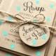 Pastel Turquoise, Mint, Polka Dot Wedding Invite Set - Rustic Kraft