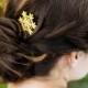 Snowflake Hair Pin Christmas Hair Clip Gold Brass Winter Hair Accessory Winter Wedding Xmas Hair Pin Gold Barrette