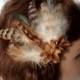 Wedding hair fascinator chinchila colored feathers hair clip brown feather hair clip set