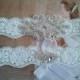 SALE - Wedding Garter, Bridal Garter, Garter Set - Crystal Rhinestone on a White Lace - Style G2056