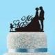 Mr & mrs cake topper- custom silhouette cake topper with child-bride and groom wedding cake topper-rustic mr and mrs cake topper for wedding