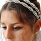 Art Deco Victorian Wedding Hair Accessories, Bridal Oval Headband 2 rows , SWAROVSKI Crystal bridal  Wedding Headband Hair Wreath