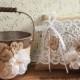 Flower Girl Bucket Ring Basket Bearer Pillow Set Wedding Rustic Wedding Burlap Shabby Chic Basket and Pillow Set
