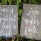 Love is patient, Love is kind, 1 Corinthians 13, Wedding aisle signs, set of 8, Hand painted wood signs