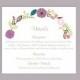 DIY Wedding Details Card Template Editable Word File Download Printable Details Card Floral Purple Details Card Elegant Enclosure Cards