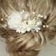 Gold & Ivory Bridal Haircomb-Wedding Hair Piece- Gold Bridal Hair Accessories-Statement Bridal hairpiece-Gold Bridal clip- Floral Haircomb