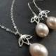 Pearl Bridal necklace and earrings SET, Freshwater pearl drop necklace with matching earrings, bridal jewelry, sterling silver