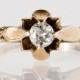 Antique Engagment Ring - Antique 14k Rose Gold Engraved "1913"  Diamond Engagement Ring