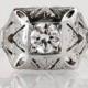 Antique Engagement Ring - Antique 1920s Art Deco 18k White Gold Diamond Engagement Ring