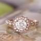 14K Rose Gold Cadenza Halo Diamond Ring