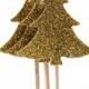 10 Golden Christmas tree, Toothpicks Party Picks, Cupcake Topper,, christmas Pick Glitter Christmas sign