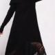 CROCHET black Dress asymmetric black Dress Maxi lace Dress Crochet black Dress KNIT black Dress off shoulder Dress Knit sleeves black Dress