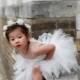 Mia flower girl dress ivory couture flower applique mini bridesmaid ballerina tutu dress