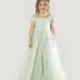 Mint Flower Girl Dress with Tulle Skirt -- The "Sarah" in Mint Green