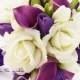 Real Touch Purple Callas Purple Tulips White Roses Bridal Bouquet - Real Touch Silk Flower Bridal Bouquet - Customize for your Colors