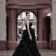 Black Gothic Couture Straples Wedding Dress With Cathedral Long Train - Darmiani Flora Noir