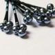 Black Pearl Hair Pins (wedding set of 6) Dark Gray Grey Swarovski Triple Pearl Hair Jewelry bobby pins