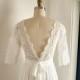 Boho Beach Long Lace Sleeves Chiffon Wedding Dress V Back Backless Open Back Bridal Gown